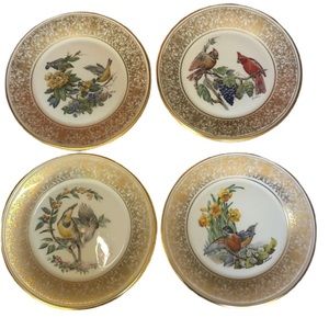 SET OF 4 1970 & 1971 Lenox Boehm Birds Collector Plate Wood Thrush & Goldfinch